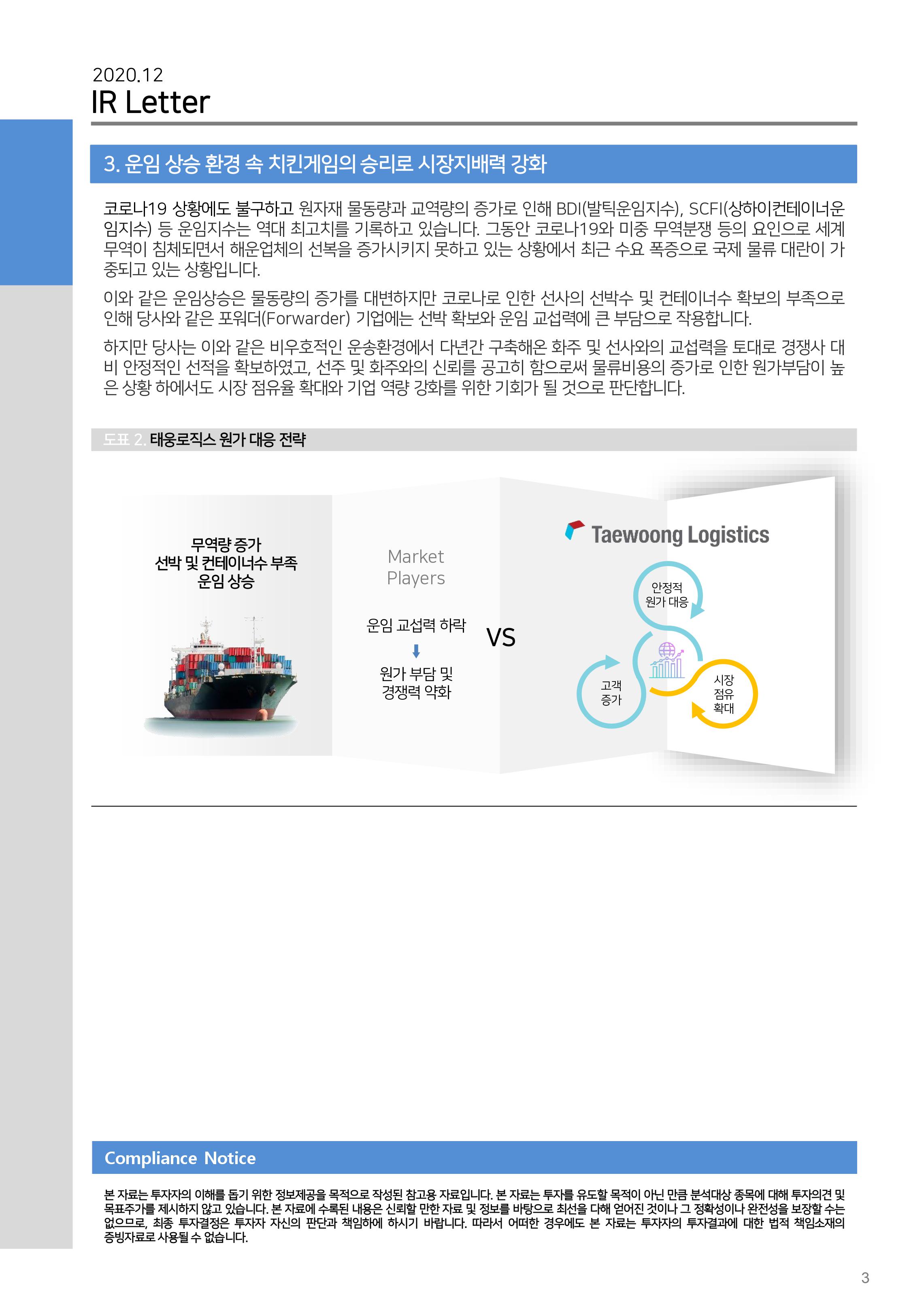 IR Letter>공고/IR 자료>투자정보>TAEWOONG LOGISTICS